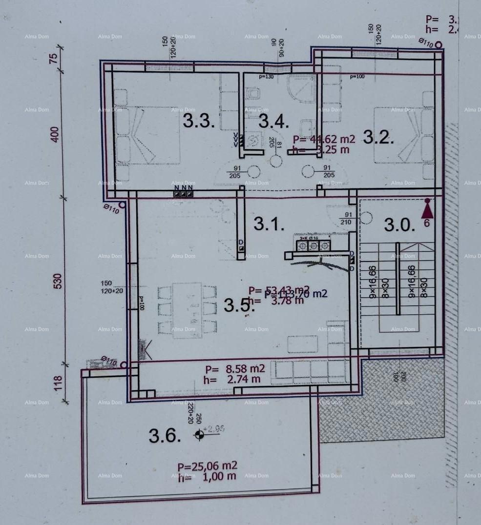 Nov projekt, Barbariga! Apartma z vrtom in parkiriščem, 500 m od morja