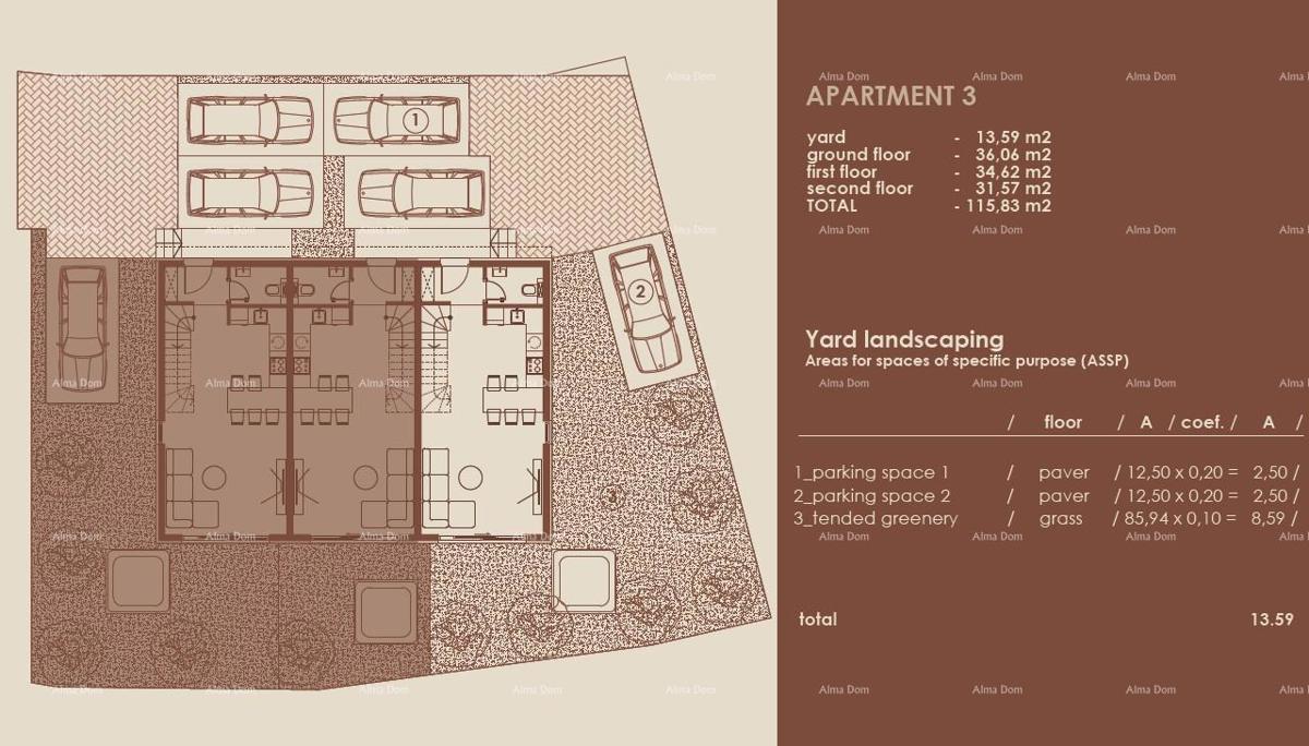 Medulin, Moderni troetažni apartma s pogledom na morje, A3