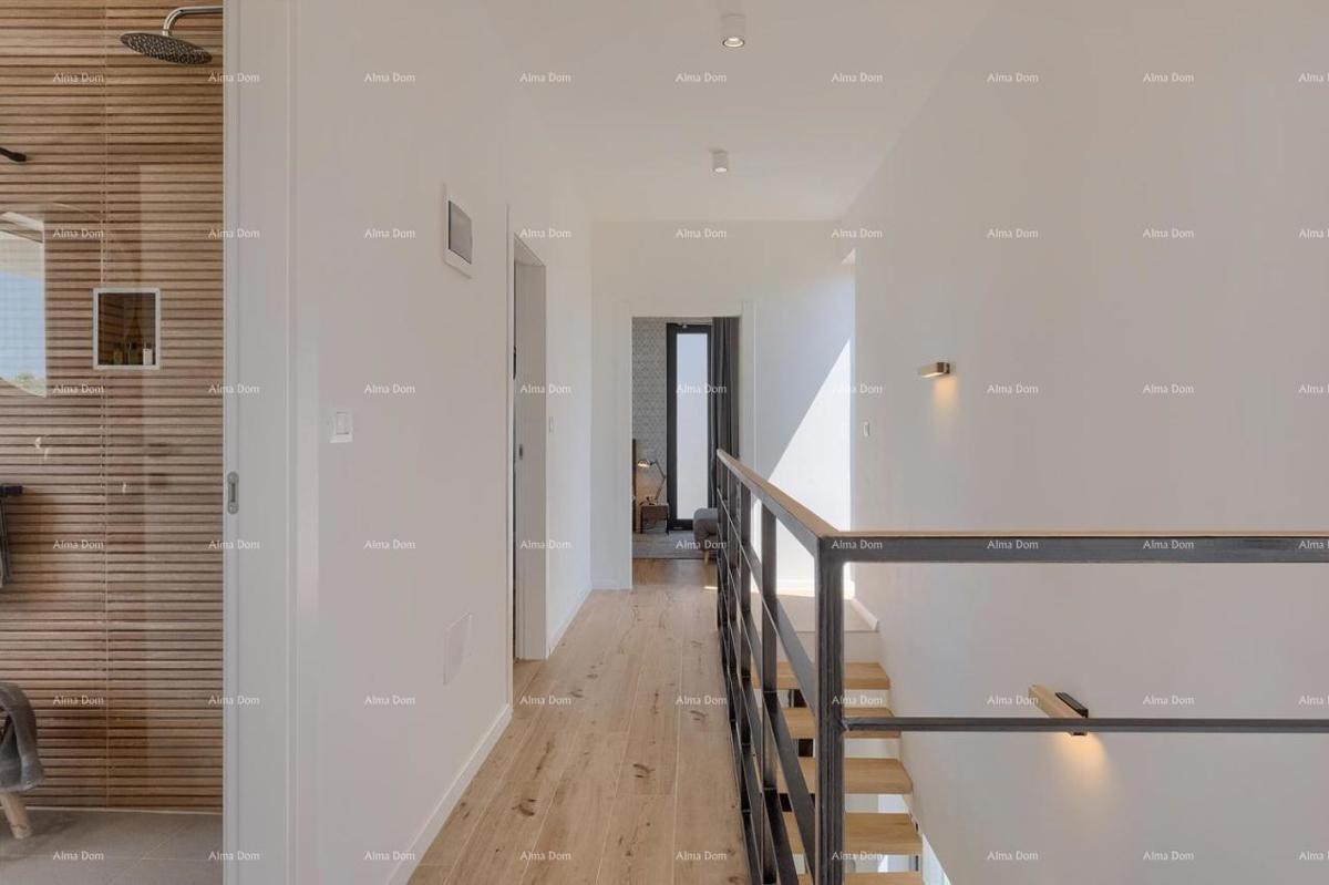 Pula Galižana. Vila s bazenom, zunanjo kuhinjo in pogledom na morje.