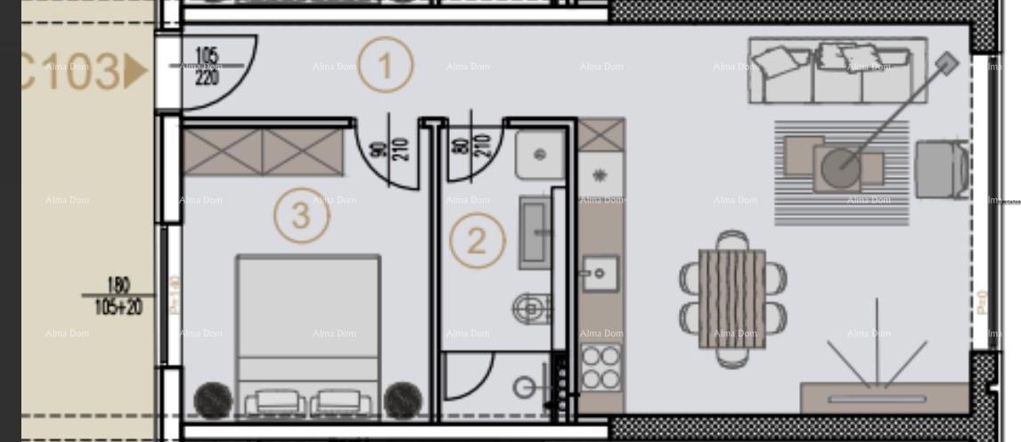 Prodaja stanov v novem poslovno-stanovanjskem projektu, Poreč, C103