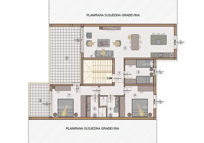 Penthouse, stan 132m2, garaža + PM, v novem stanovanjskem kompleksu, Valdebek, Pula!