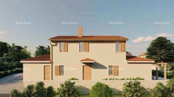 TINJAN – Hiša v gradnji s bazenom in veliko parcelo v srcu Istre