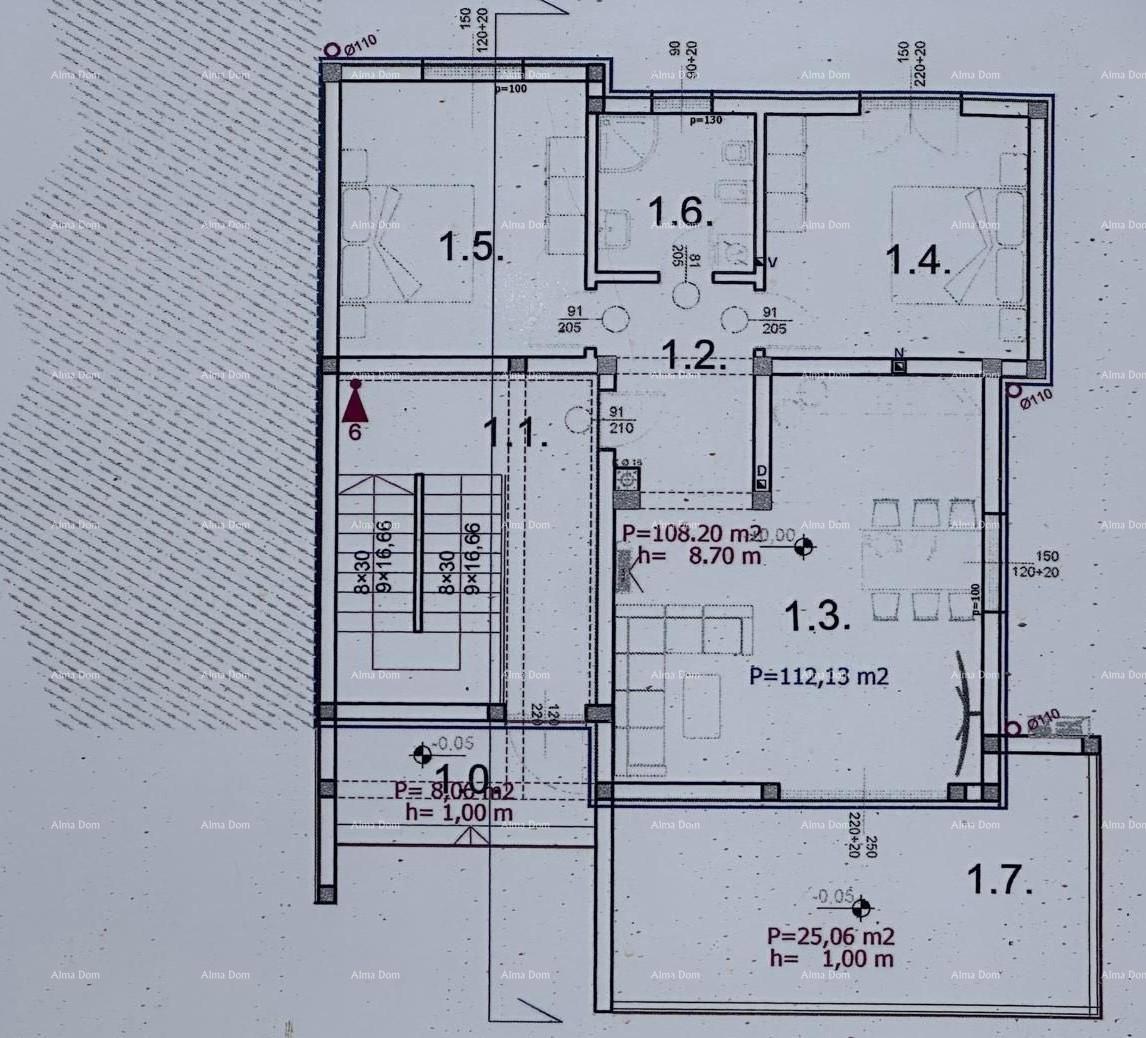 Nov projekt, Barbariga! Pritlično stanovanje z vrtom in parkiriščem, 500 m od morja