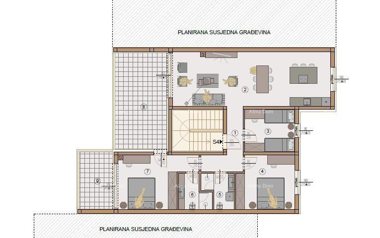 Penthouse, stan 132m2, garaža + PM, v novem stanovanjskem kompleksu, Valdebek, Pula! Zg4 S4