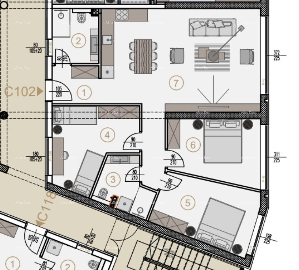 Prodaja stanov v novem poslovno-stanovanjskem projektu, Poreč, C102