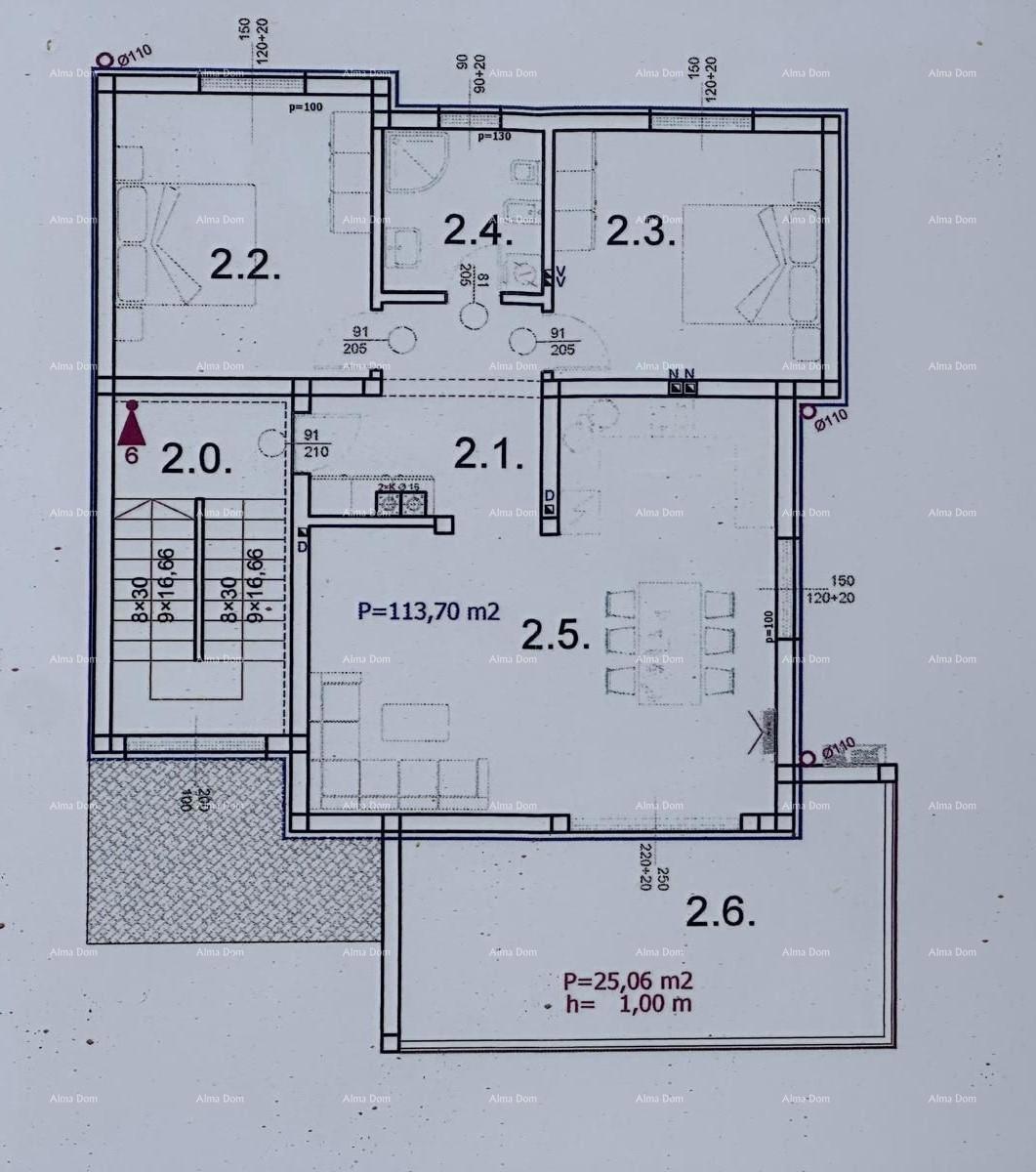 Nov projekt, Barbariga! Apartma z vrtom in parkiriščem, 500 m od morja