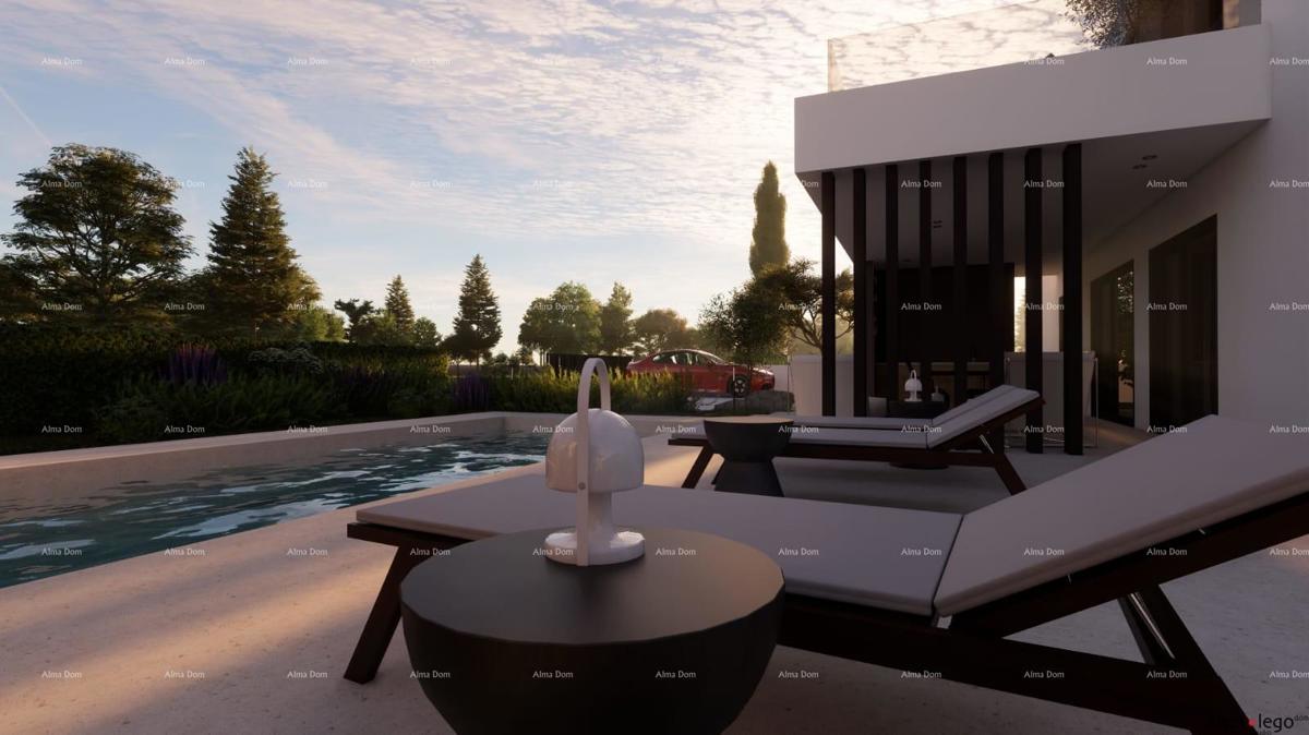 Pogled na morje!! Prodaja zemljišča z gradbenim dovoljenjem in projektom, okolica Vodnjana!