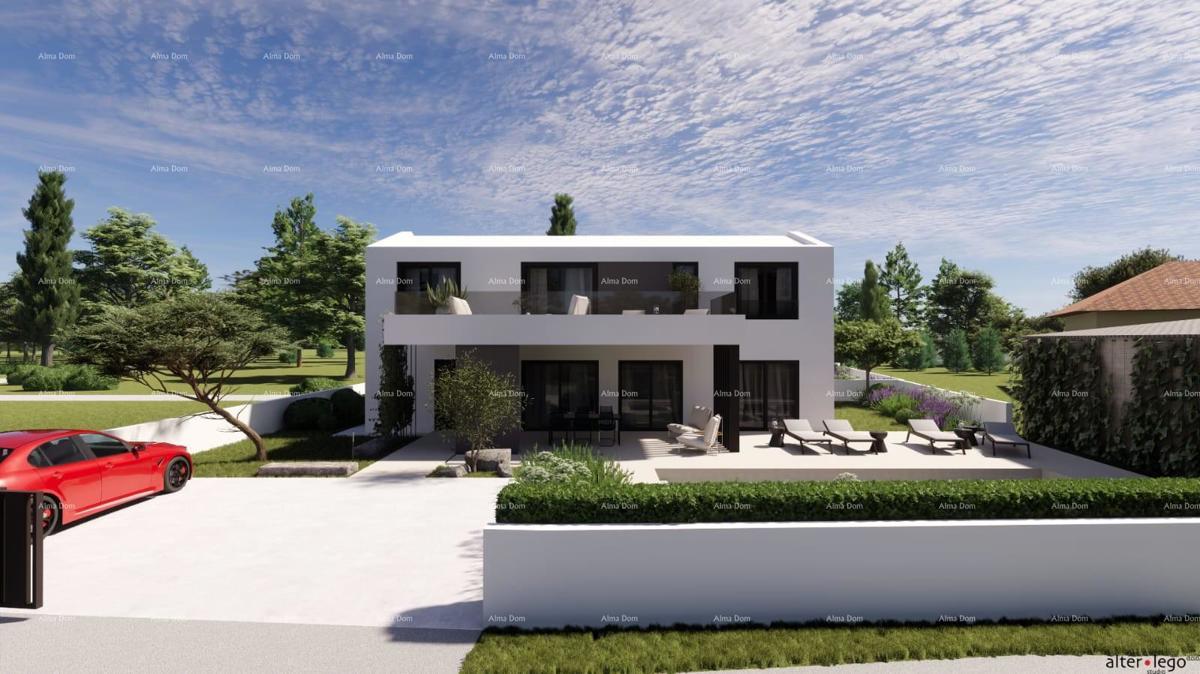 Pogled na morje!! Prodaja zemljišča z gradbenim dovoljenjem in projektom, okolica Vodnjana!