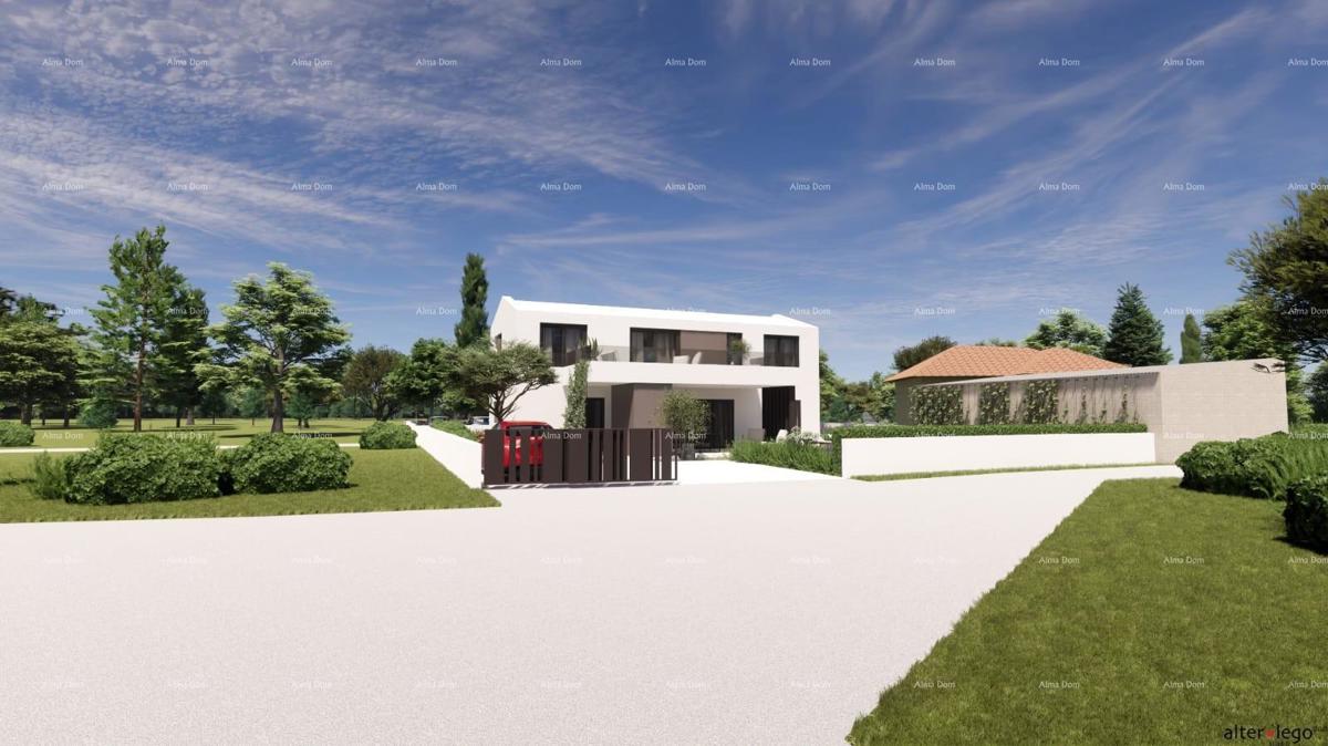 Pogled na morje!! Prodaja zemljišča z gradbenim dovoljenjem in projektom, okolica Vodnjana!