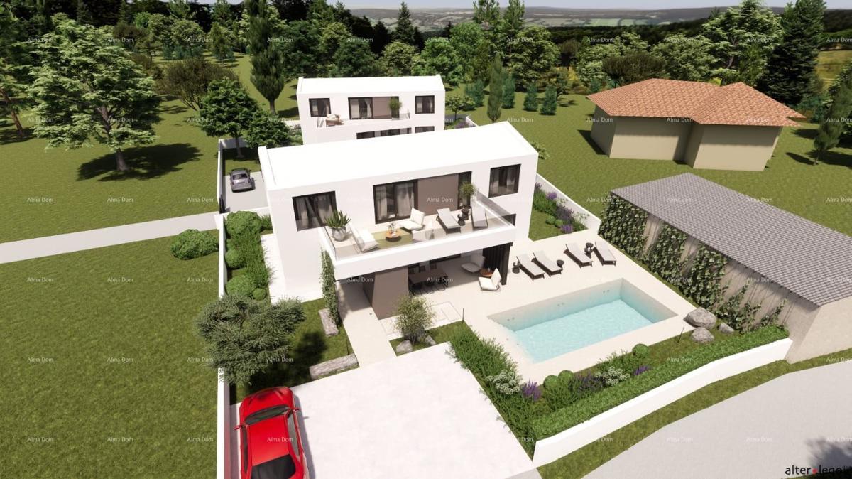 Pogled na morje!! Prodaja zemljišča z gradbenim dovoljenjem in projektom, okolica Vodnjana!