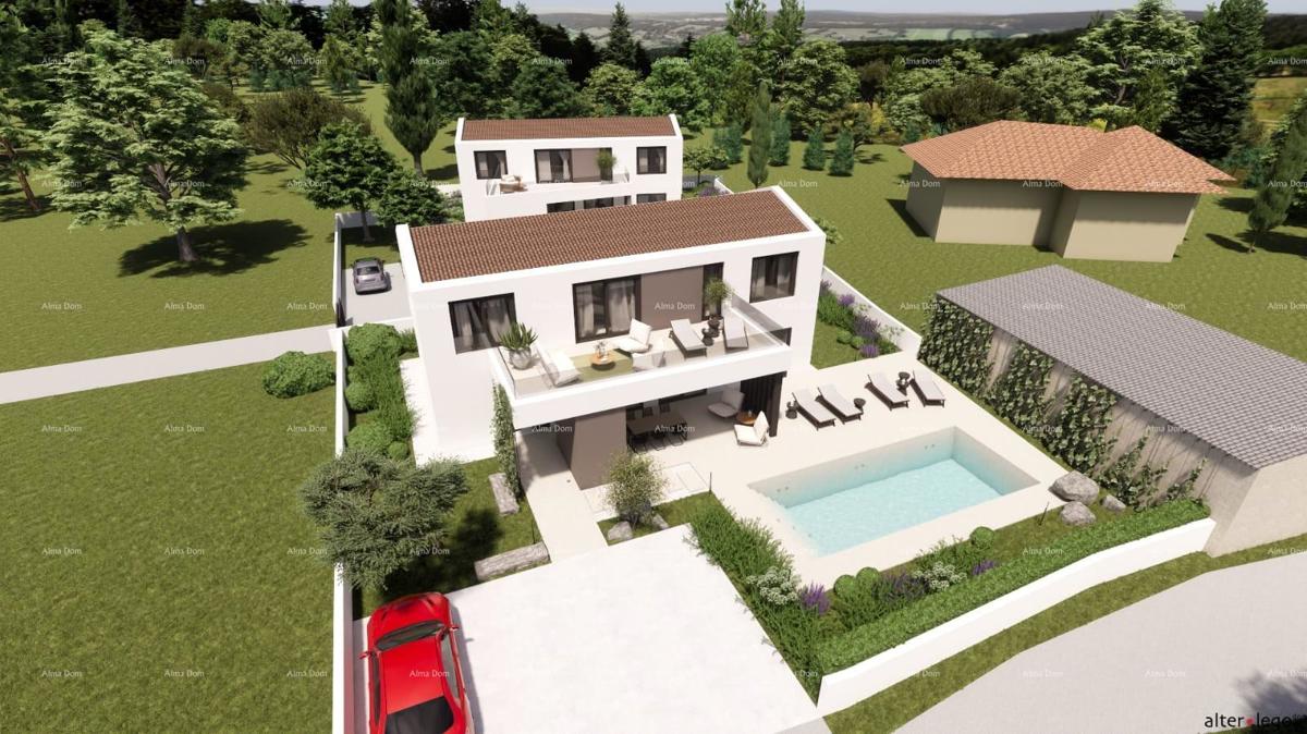 Pogled na morje!! Prodaja zemljišča z gradbenim dovoljenjem in projektom, okolica Vodnjana!