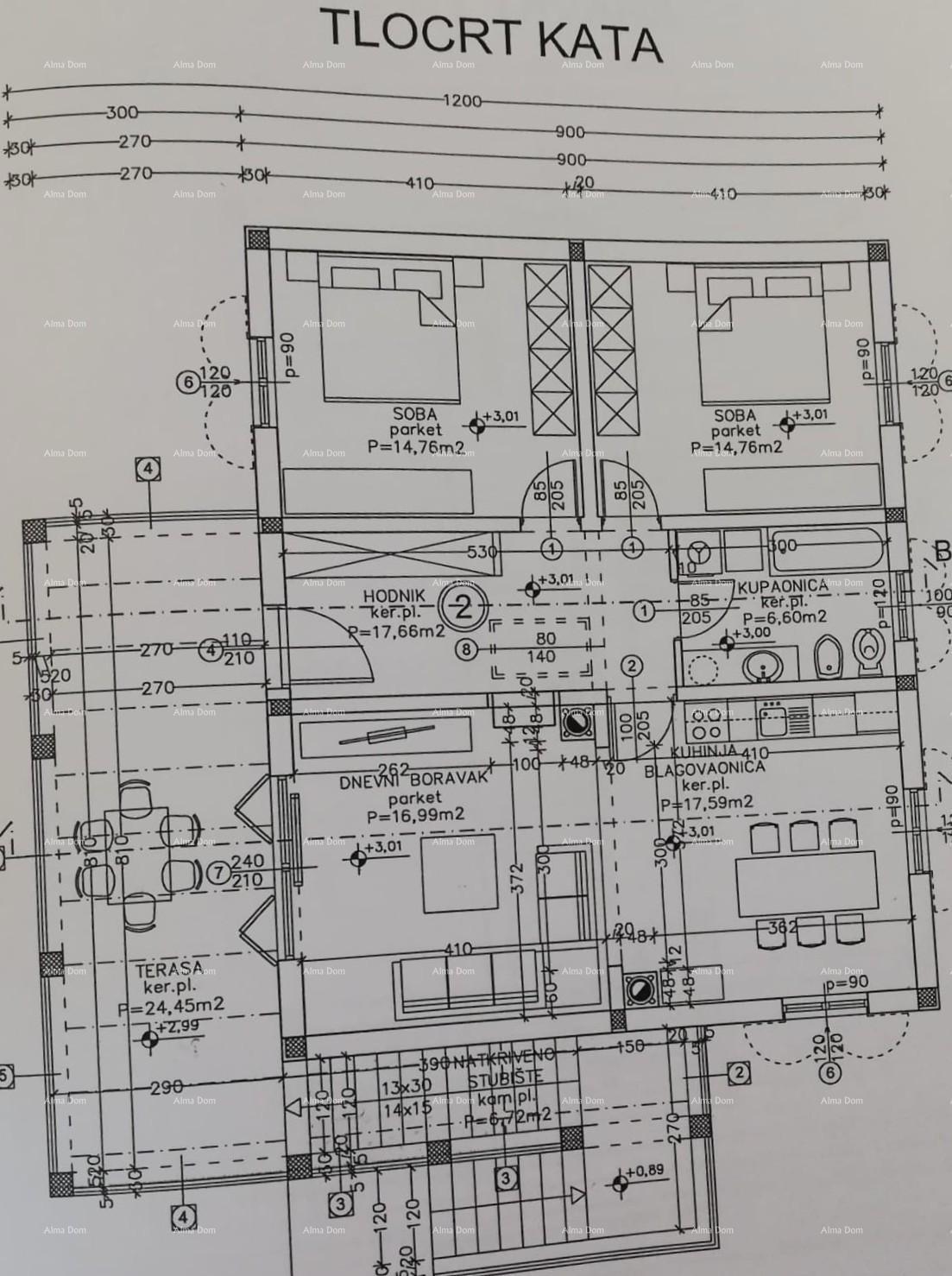 Prodaja dvoetažnega stanovanja z velikim vrtom in garažo, Ližnjan!