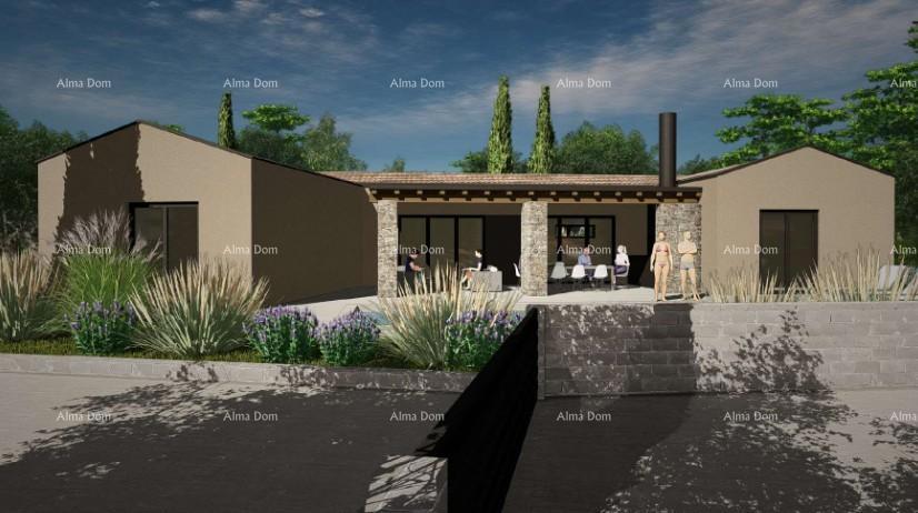 Prodaja - gradbeno zemljišče s projektom za gradnjo pritlične vile, Žminj V1