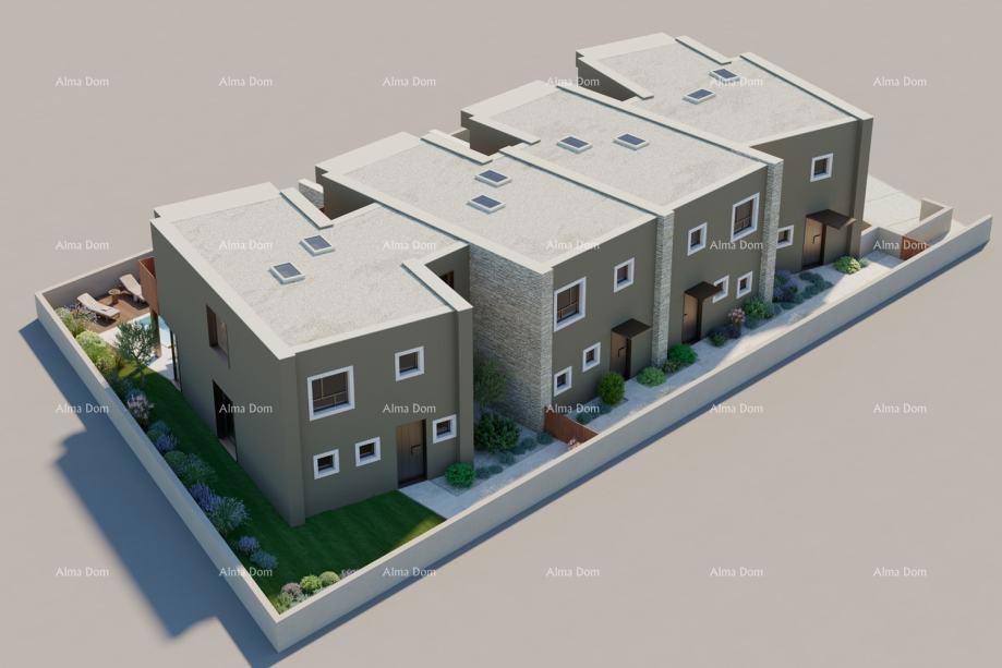 Bale. Moderna hiša v nizu s bazenom, 148,56 m²