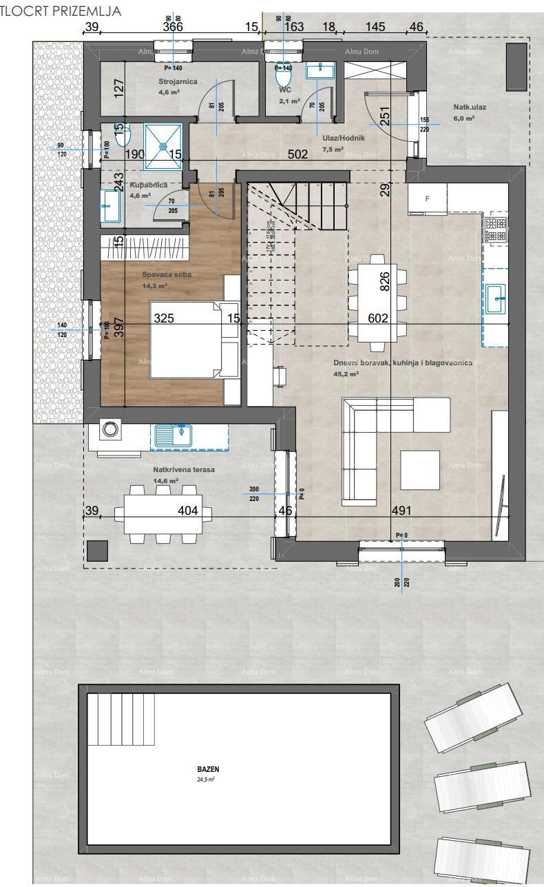 Prelepa vila s bazenom, located in a peaceful setting of Červar.