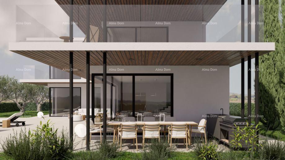 Kaštelir – moderna vila s bazenom in pogledom na morje