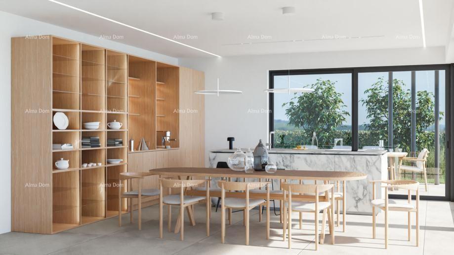 Kaštelir – moderna vila s bazenom in pogledom na morje