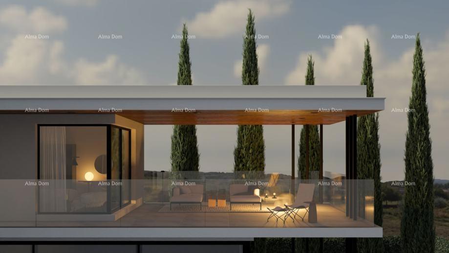 Kaštelir – moderna vila s bazenom in pogledom na morje