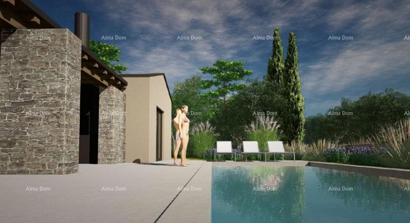 Prodaja - gradbeno zemljišče s projektom za gradnjo pritlične vile, Žminj V1