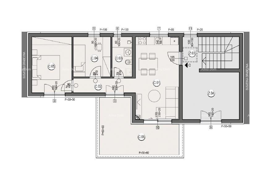 Prodaja stanov v gradnji - nov stanovanjski kompleks, Pula! Stan C Zg A2