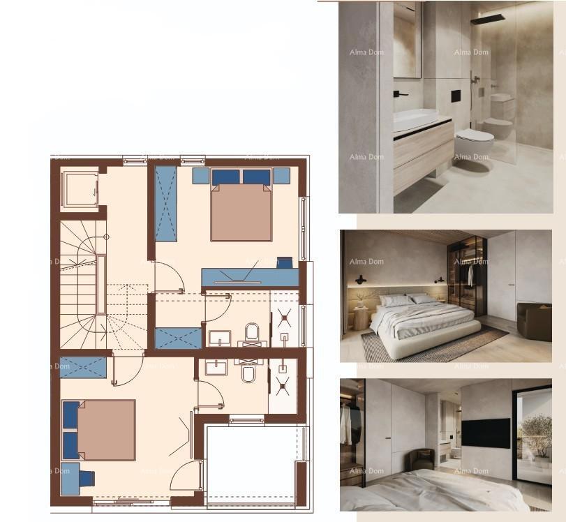 Dupleks luksuzna vila v mediteranskem slogu s bazenom in dvigalom. Pogled na morje! Medulin!