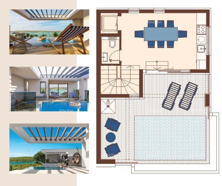 Dupleks luksuzna vila v mediteranskem slogu s bazenom in dvigalom. Pogled na morje! Medulin!