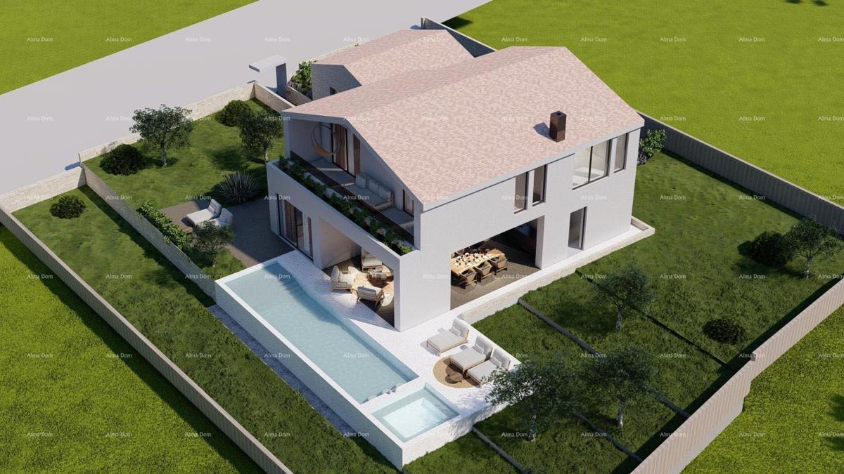 Tinjan – Gradbena parcela 1.152 m² z dovoljenjem in projektom za hišo s bazenom