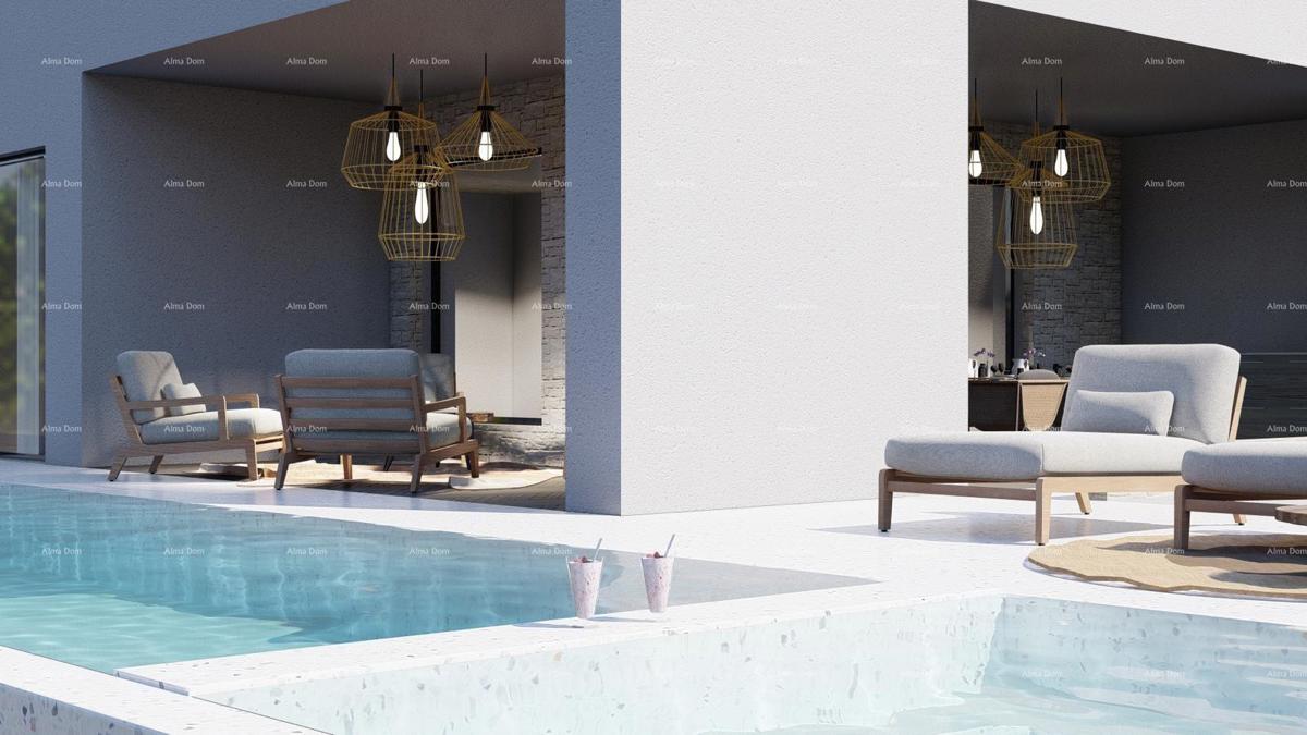 Tinjan – Gradbena parcela 1.152 m² z dovoljenjem in projektom za hišo s bazenom