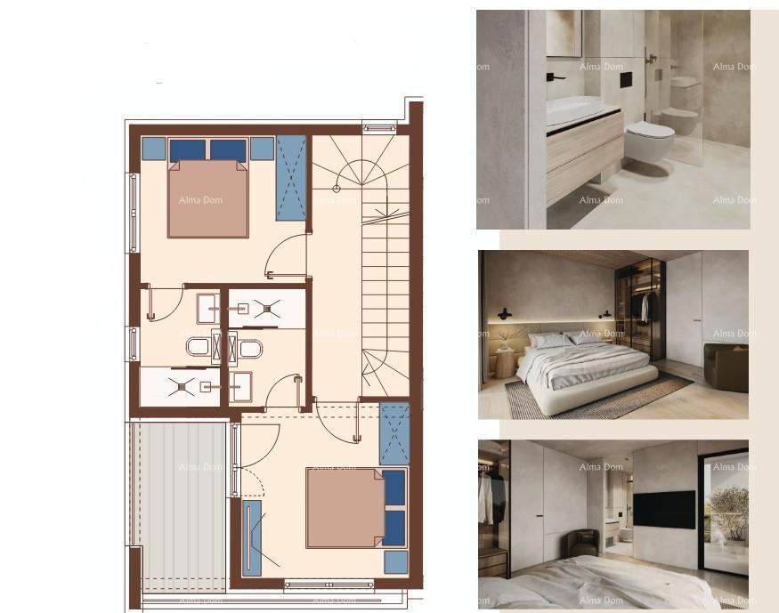 Prodaja - Dupleks vila v mediteranskem slogu s bazenom in pogledom na morje, Medulin!