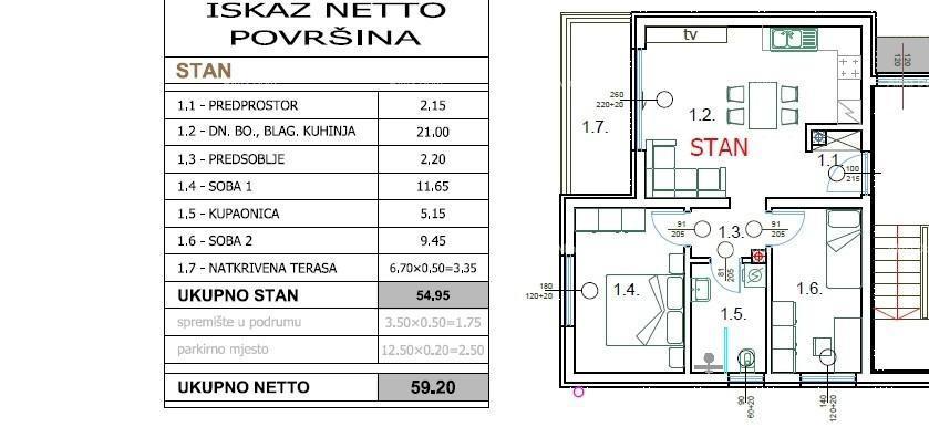 Prodaja - Moderno stanovanje v Puli, idealno za družino. 200 m od centra.