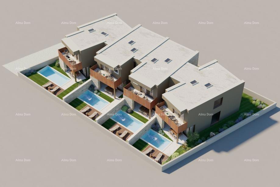 Bale. Moderna hiša v nizu s bazenom, 148,56 m²