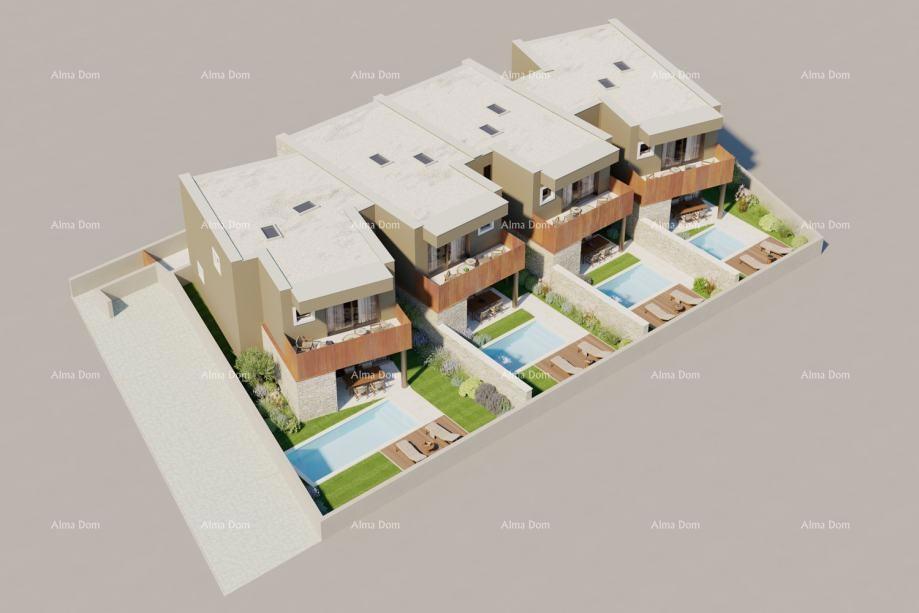 Bale. Moderna hiša v nizu s bazenom, 148,56 m²