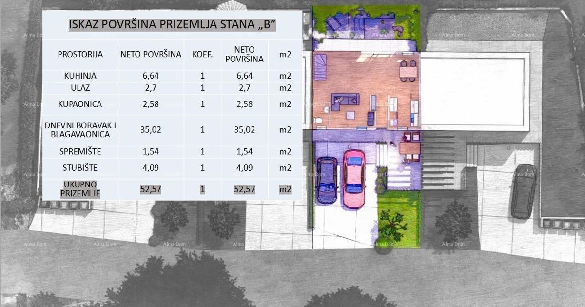 POREČ - Moderna polpritlična hiša z lastnim zelenjem (Hiša B)