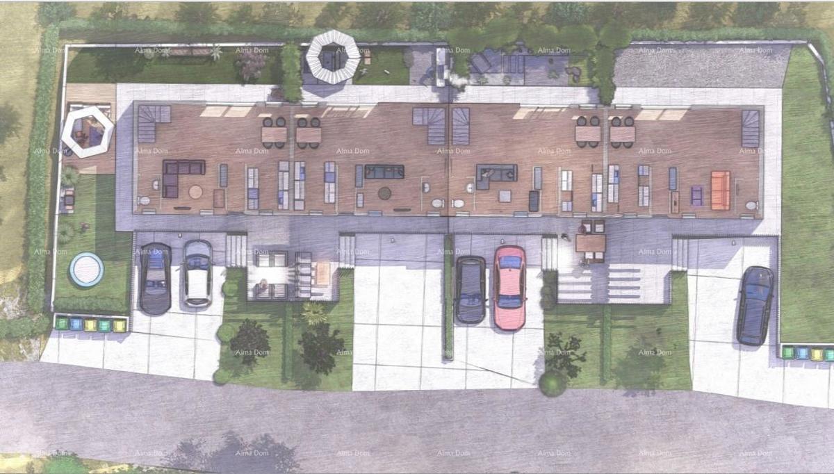 POREČ - Moderna polpritlična hiša z lastnim zelenjem (Hiša B)