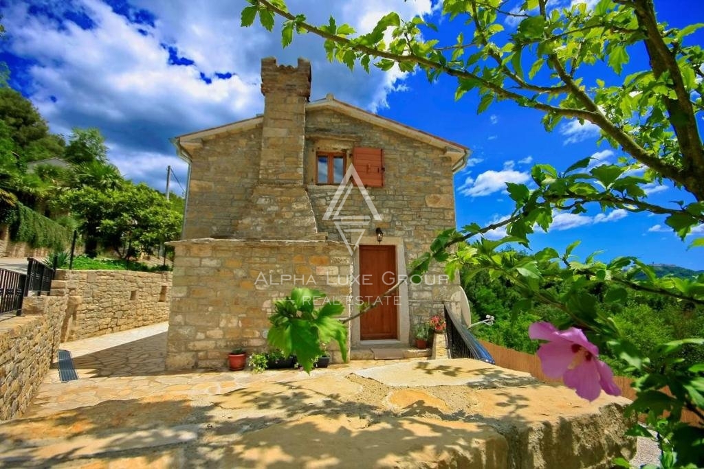 Kamnita hiša z bazenom in panoramskim razgledom, Istra, Oprtalj