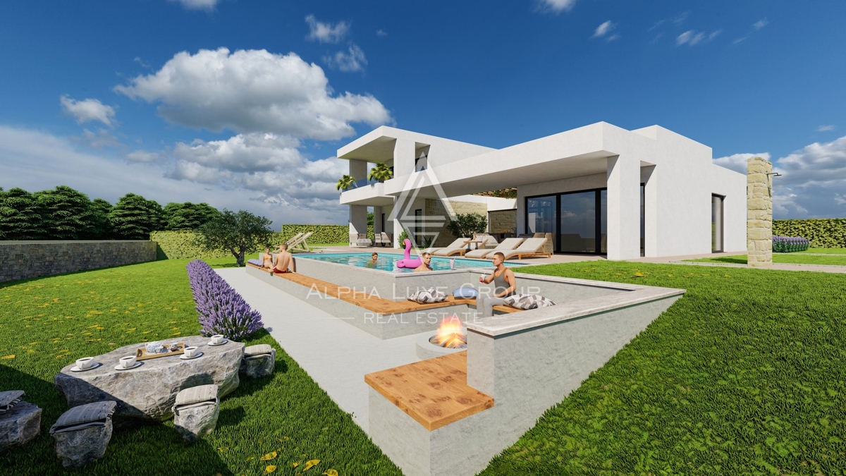 Dizajnerska vila v gradnji s panoramskim pogledom na morje in Brione, Bale, ISTRA