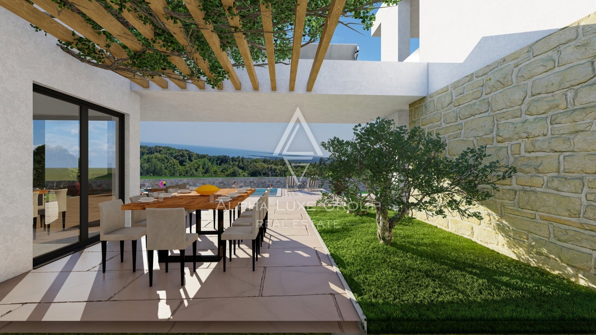 Dizajnerska vila v gradnji s panoramskim pogledom na morje in Brione, Bale, ISTRA