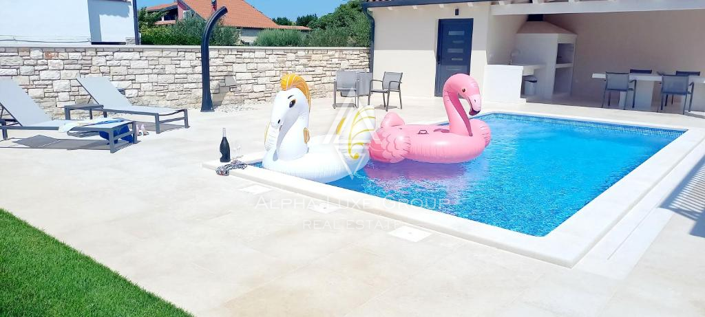 Umag, Istra: Moderna hiša z bazenom in pogledom na morje