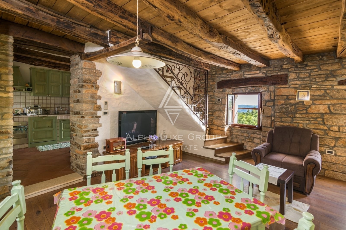 Kamnita hiša z bazenom in panoramskim razgledom, Istra, Oprtalj