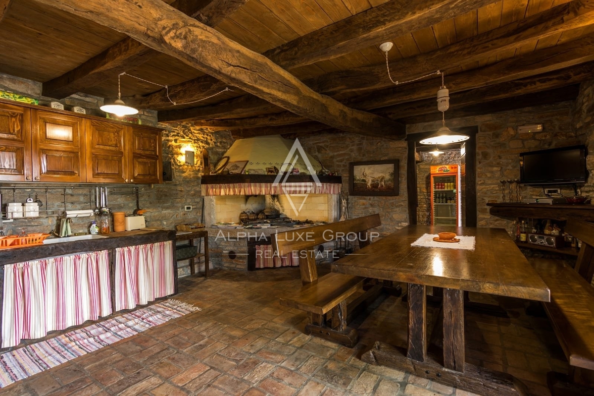 Kamnita hiša z bazenom in panoramskim razgledom, Istra, Oprtalj