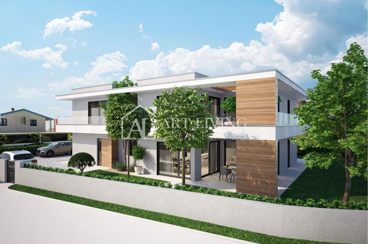 Istra, Umag – moderna dvojček hiša z bazenom, 500 m od morja, NOVOGRADNJA