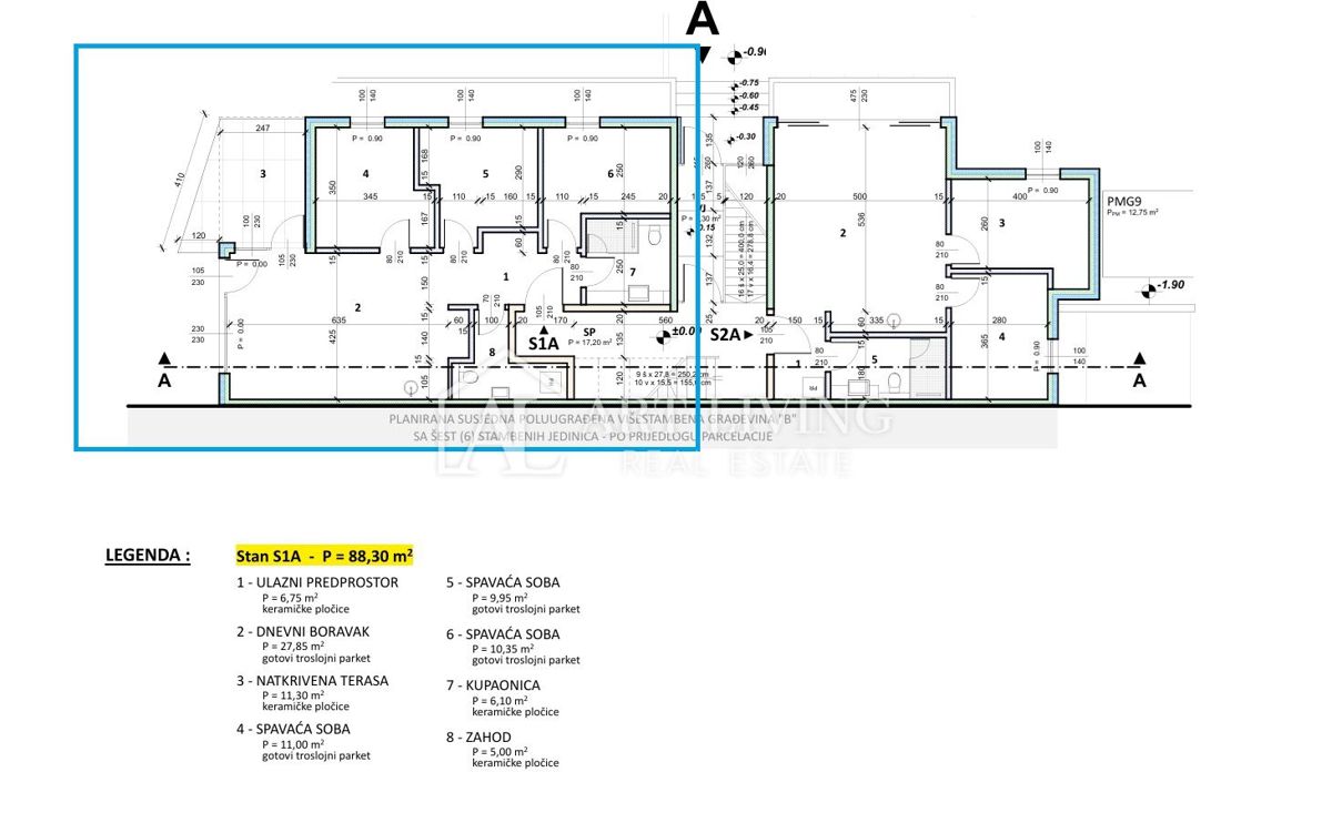 Umag, okolica – stanovanje v sodobni novogradnji s 3 spalnicami in skupnim bazenom