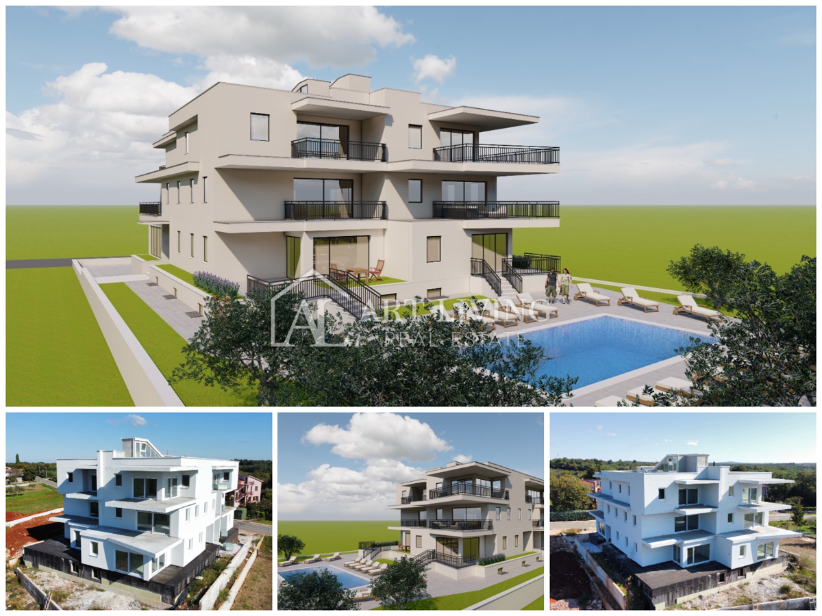 Umag, okolica – stanovanje v sodobni novogradnji s 3 spalnicami in skupnim bazenom