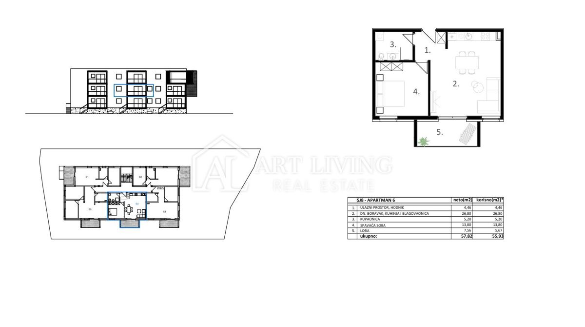 Vodice – prostorno moderno enosobno stanovanje v novogradnji, vrhunska lokacija