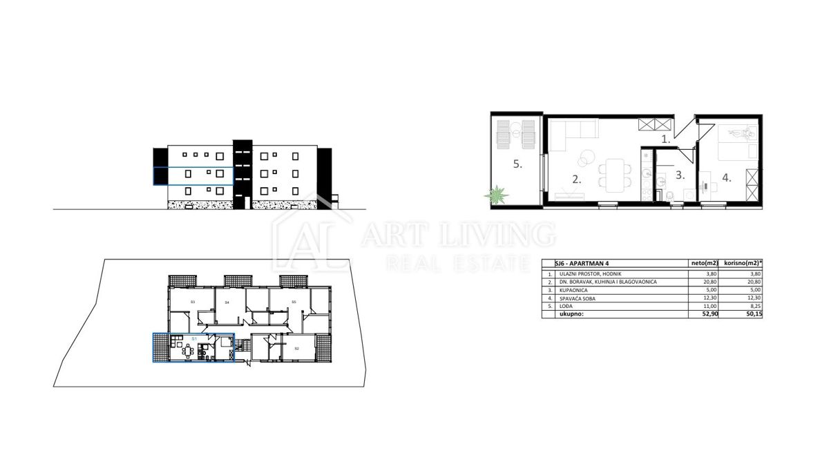 Vodice – enosobno stanovanje v prvem nadstropju, NOVOGRADNJA