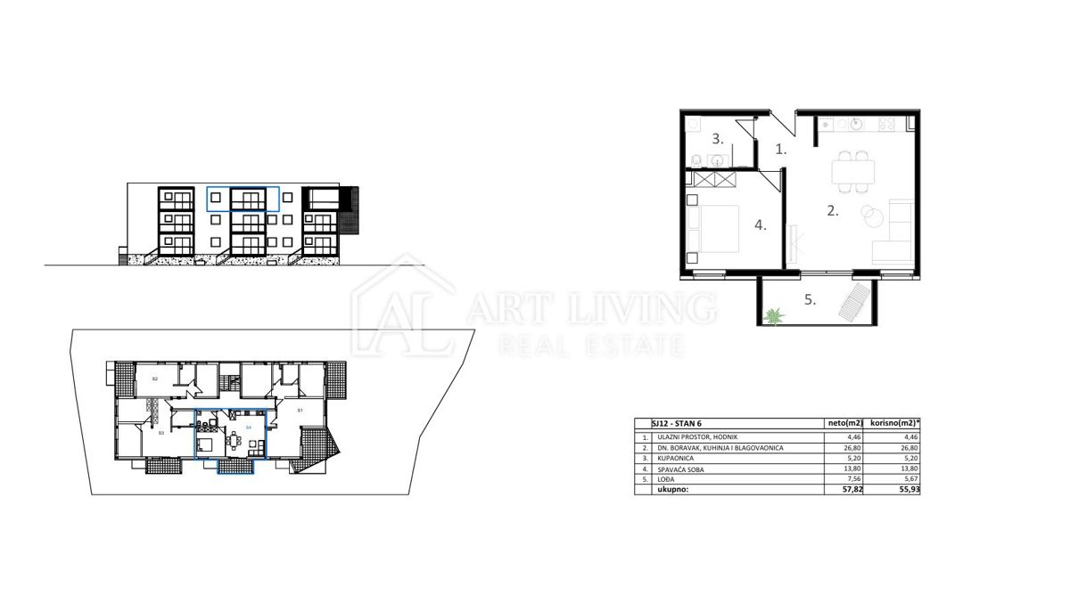 Vodice – moderno enosobno stanovanje v novogradnji, 56 m², 500 m od morja