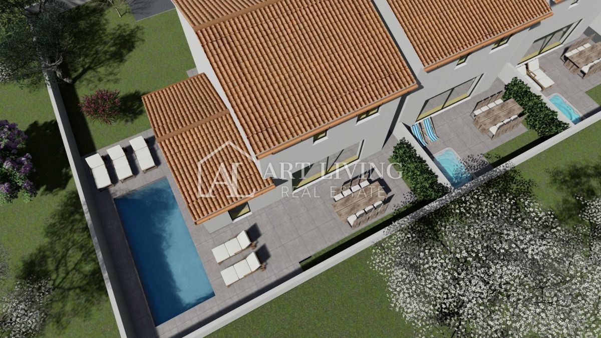 Istra, Umag, okolica – Sodobna vrstna hiša s prostornim vrtom – NOVOGRADNJA