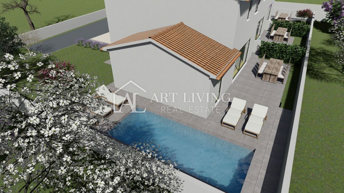 Istra, Umag, okolica – Sodobna vrstna hiša s prostornim vrtom – NOVOGRADNJA