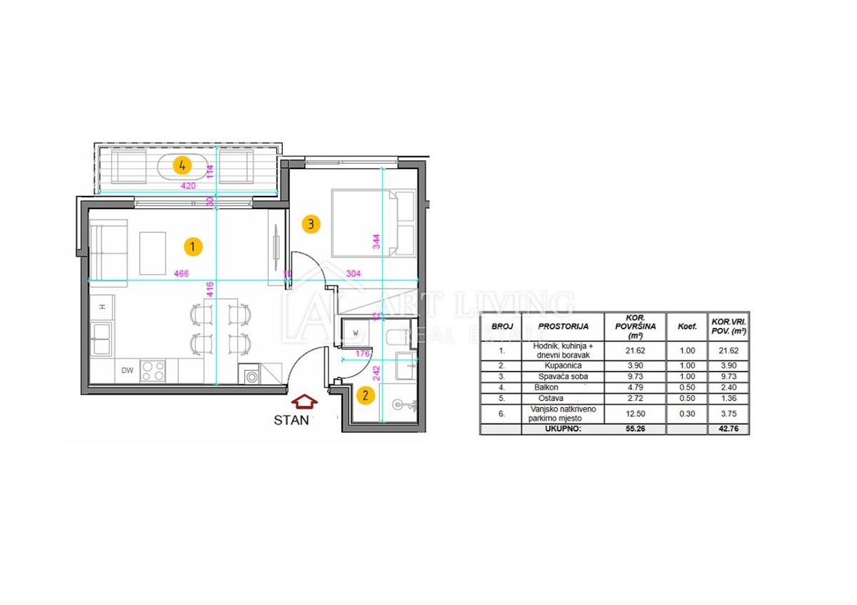 Istra, Umag - PRILOŽNOST, enosobno stanovanje v 3. nadstropju na TOP lokaciji