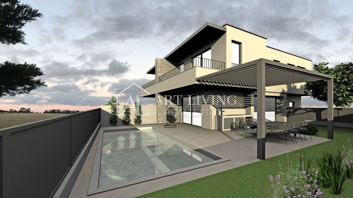 UMAG - MODERNA DVOJNA HIŠA Z BAZENOM – NOVOGRADNJA LE 300 M OD MORJA